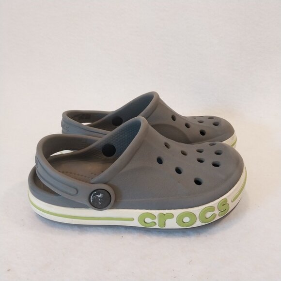 Crocs Clogs Kids C 11 Gray Green Bayaband Lightweight Waterproof Slip-On Shoes. - Picture 1 of 12